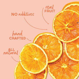 BlueHenry dehydrated orange wheels, 12-month shelf life and versatile flavor uses.