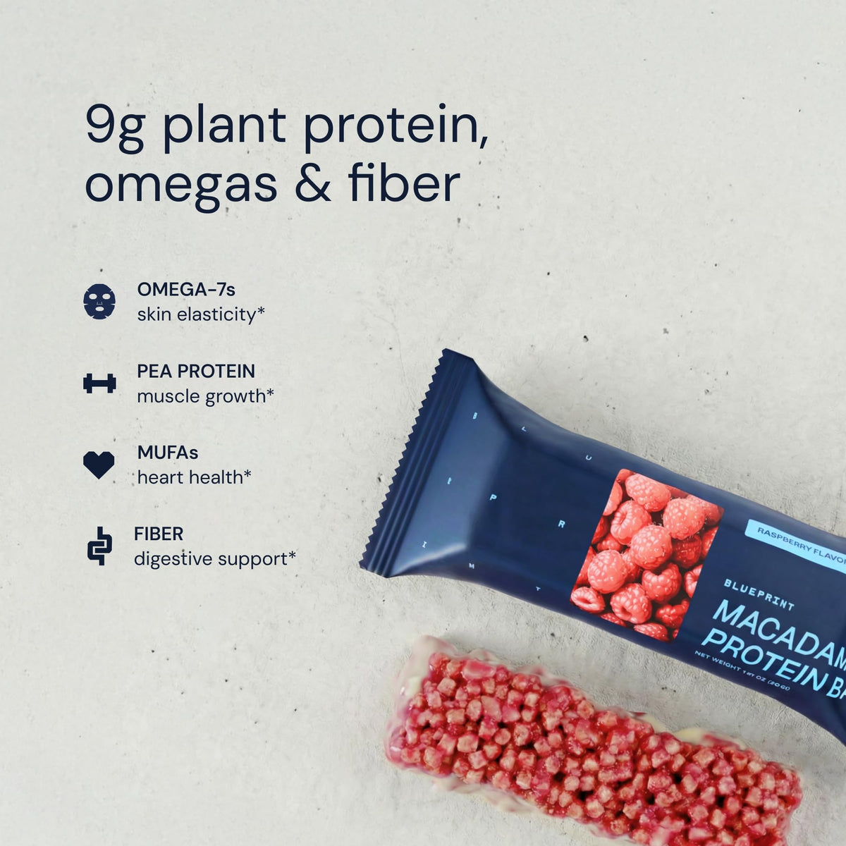Blueprint Bryan Johnson nutrition label emphasizing low sugar and net carbs