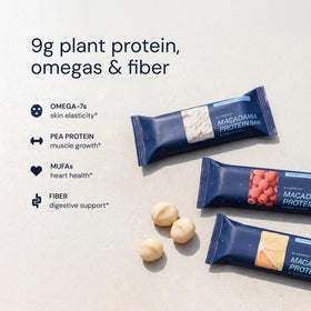 Close-up of real nuts and fiber-rich ingredients in Blueprint Bryan Johnson bars
