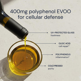 Blueprint Bryan Johnson Olive Oil from early-harvest olives delivering bold flavor and polyphenols