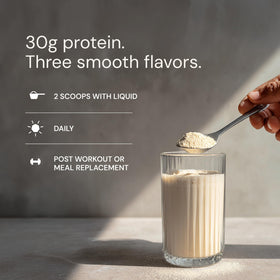 Label highlights hemp protein and complete amino acid profile in Blueprint Bryan Johnson.
