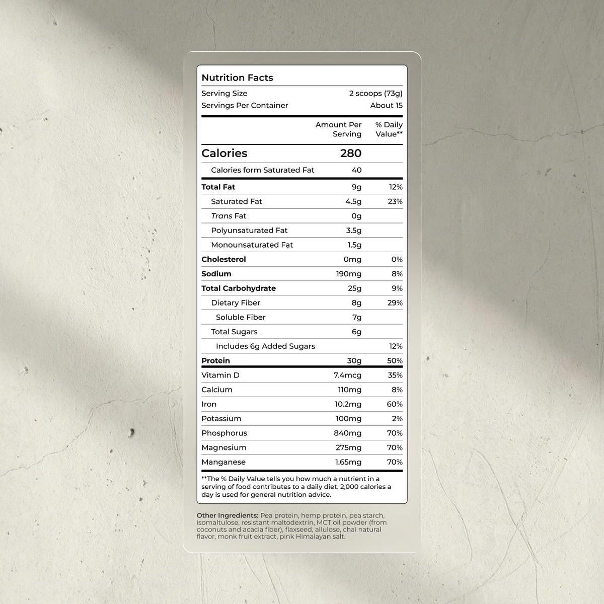 Scoop showing a 30g serving of Blueprint Bryan Johnson vegan protein.
