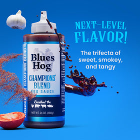 Blues Hog Champions' Blend BBQ sauce glazed on chicken for rich sweet-smoky-tangy notes