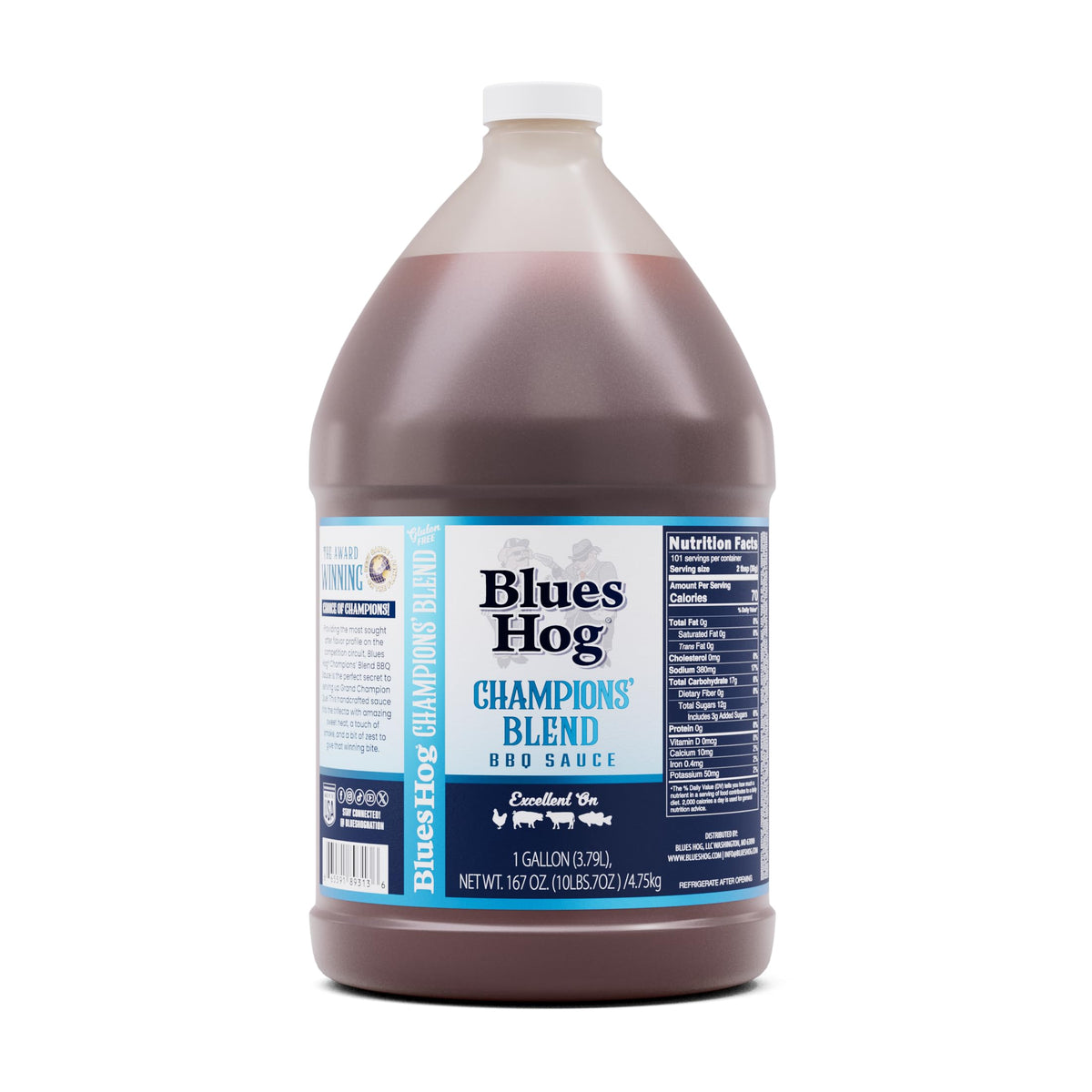 Blues Hog Champions' Blend bottle-front showing bold flavor potential for grills