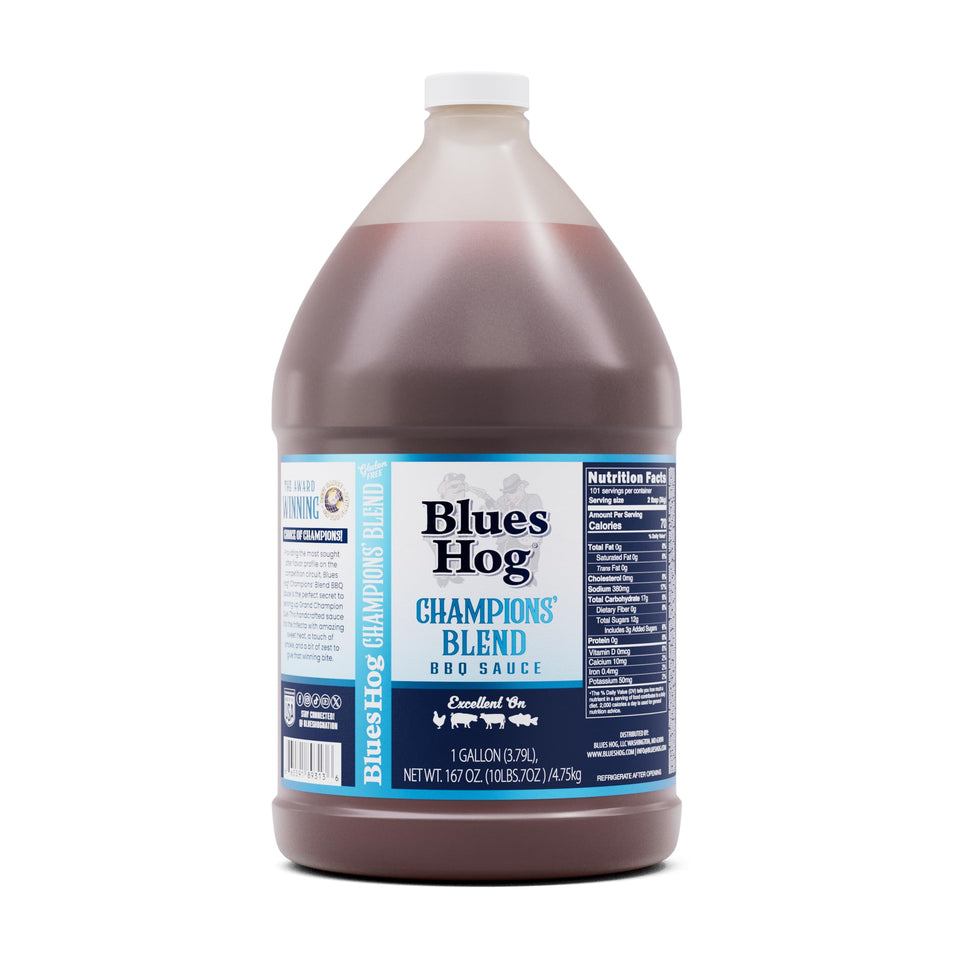 Blues Hog Champions' Blend bottle-front showing bold flavor potential for grills
