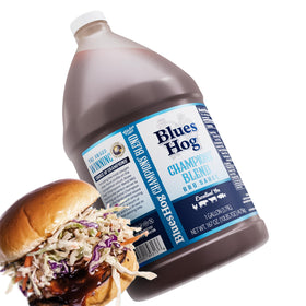 Blues Hog Champions' Blend ribs on grill highlighting competition-worthy sauce