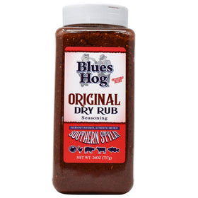 Blues Hog Original Dry Rub bottle front showing premium Southern flavor for ribs and more