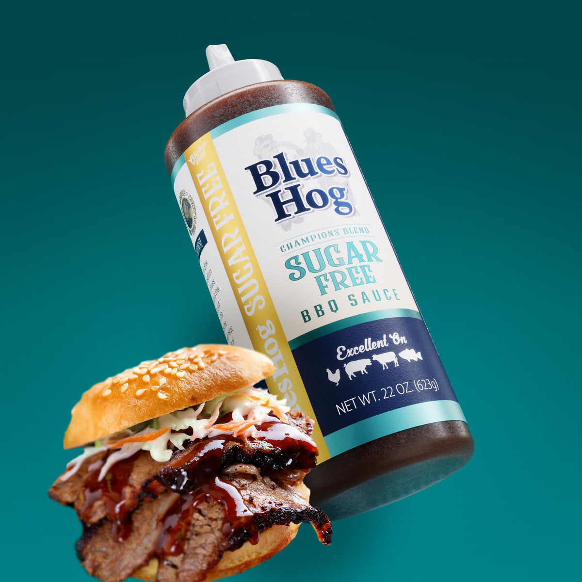 Blues Hog Champions’ Blend packaging showcase for USA-made quality