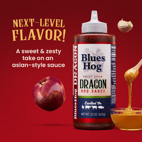 Blues Hog Sweet Asian Dragon Sauce with dumplings for dipping