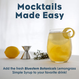Bluestem Lemongrass Syrup ingredients close-up for versatile drinks.