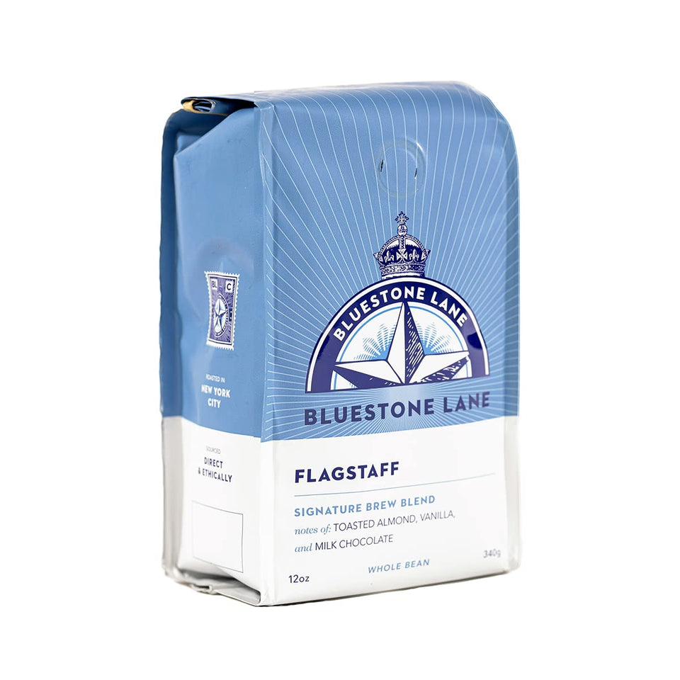 Bluestone Lane Flagstaff Signature coffee beans in a 12 oz bag for fresh aroma