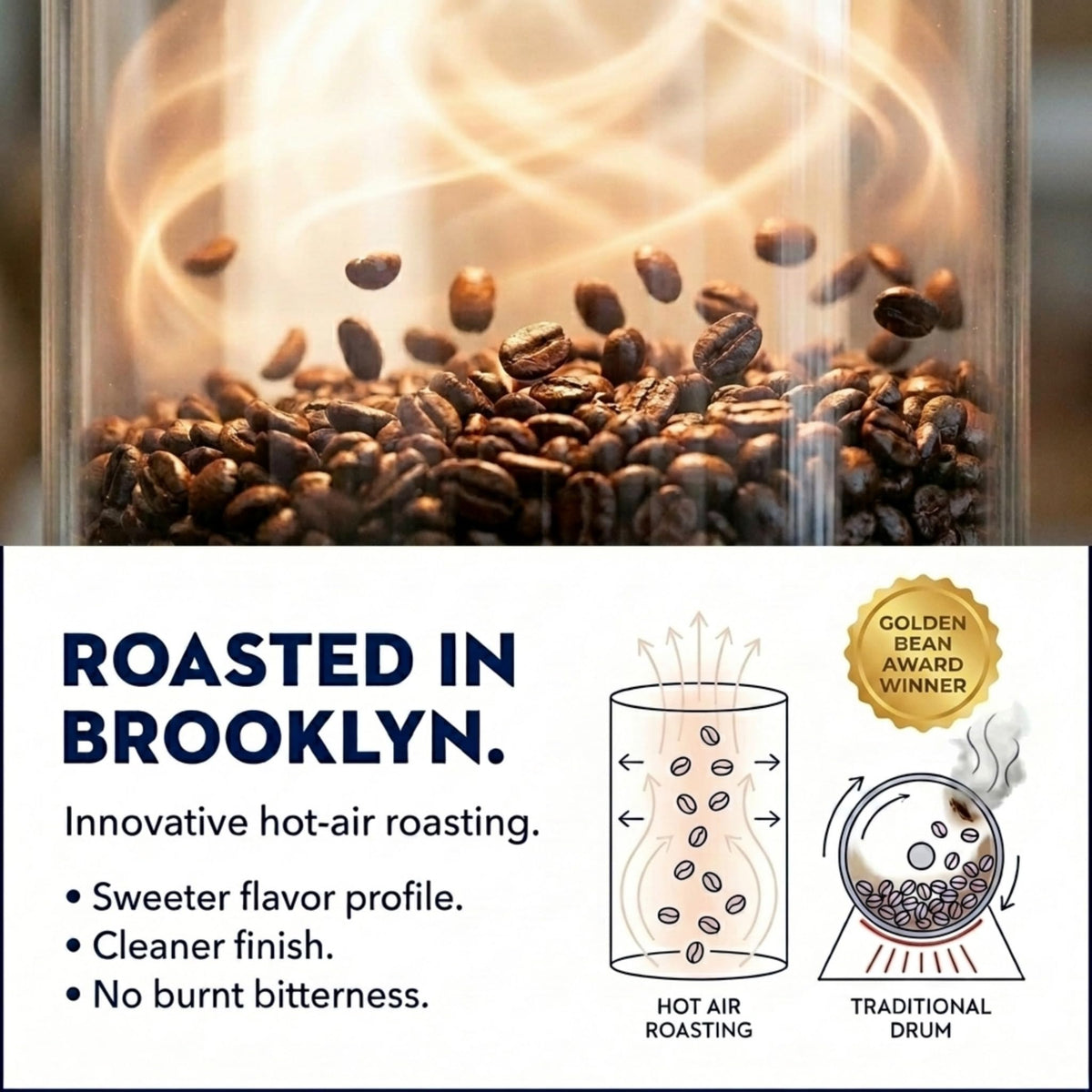 Close-up of Bluestone Lane Maverick beans showing roast level and sheen