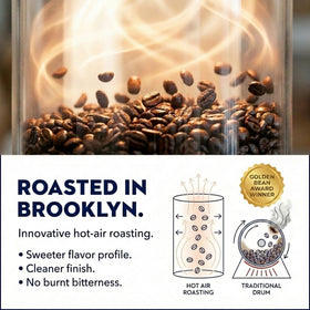 Close-up of Bluestone Lane Maverick beans showing roast level and sheen