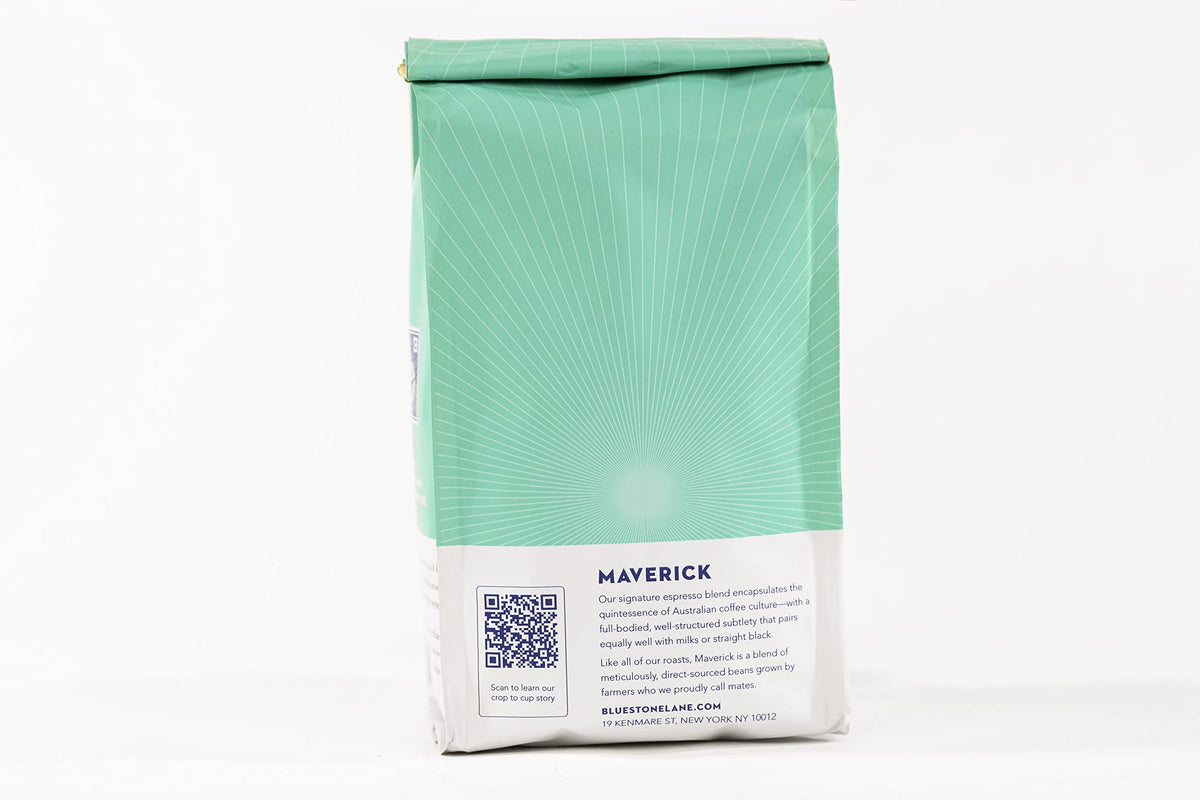 Vacuum-sealed Bluestone Lane Maverick bag preserves aroma