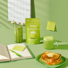 Blume latte powder baking goods image suggests easy inclusion in recipes.