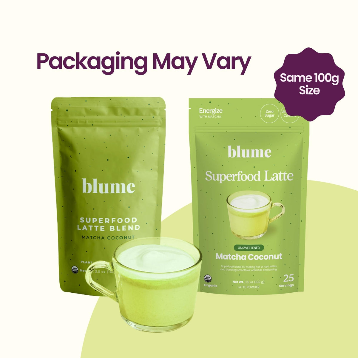Blume Superfoods Latte powder scoop enables quick, precise servings for busy mornings.