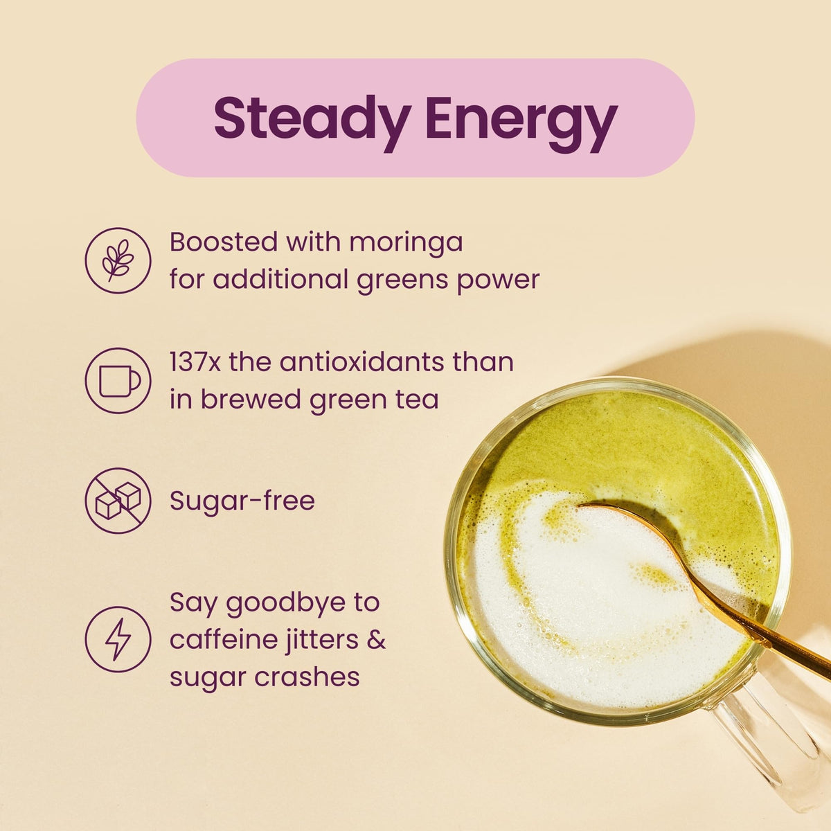 Blume latte powder taste profile image hints at a smooth tropical finish.