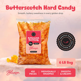Individually wrapped Blunon butterscotch candies preserve freshness