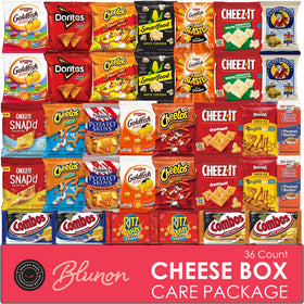 Blunon cheese crackers variety pack with 36 single-serve bags for easy on-the-go snacking.