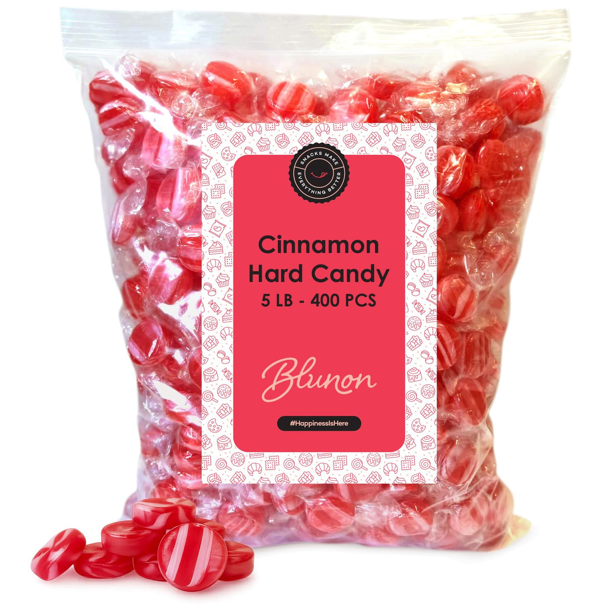 Blunon Cinnamon Candy Striped Discs bulk pack for parties and gift bags.