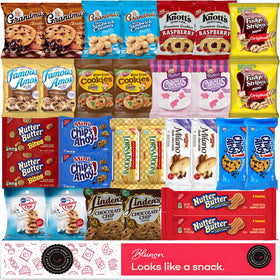 Blunon cookies variety pack with 30 individually wrapped servings for convenient snacking.