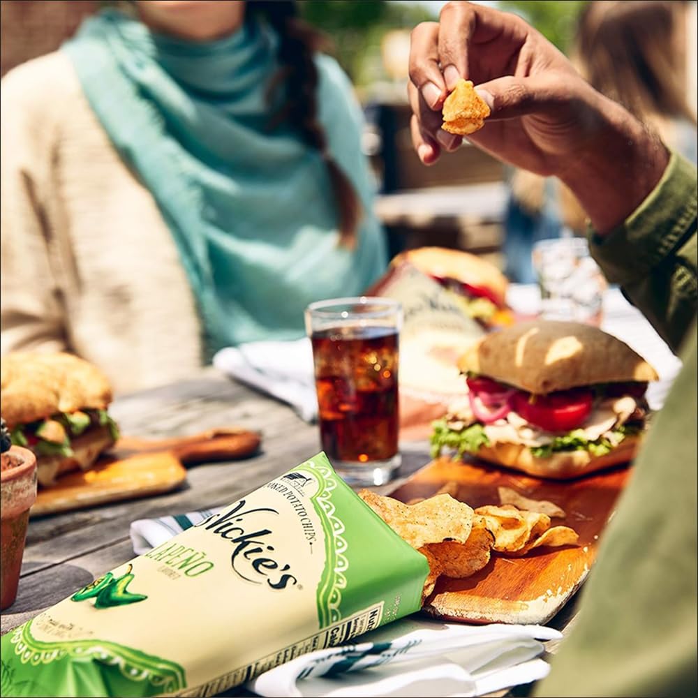 Miss Vickie Spicy Dill Pickle bags offer zesty crunch on the go.