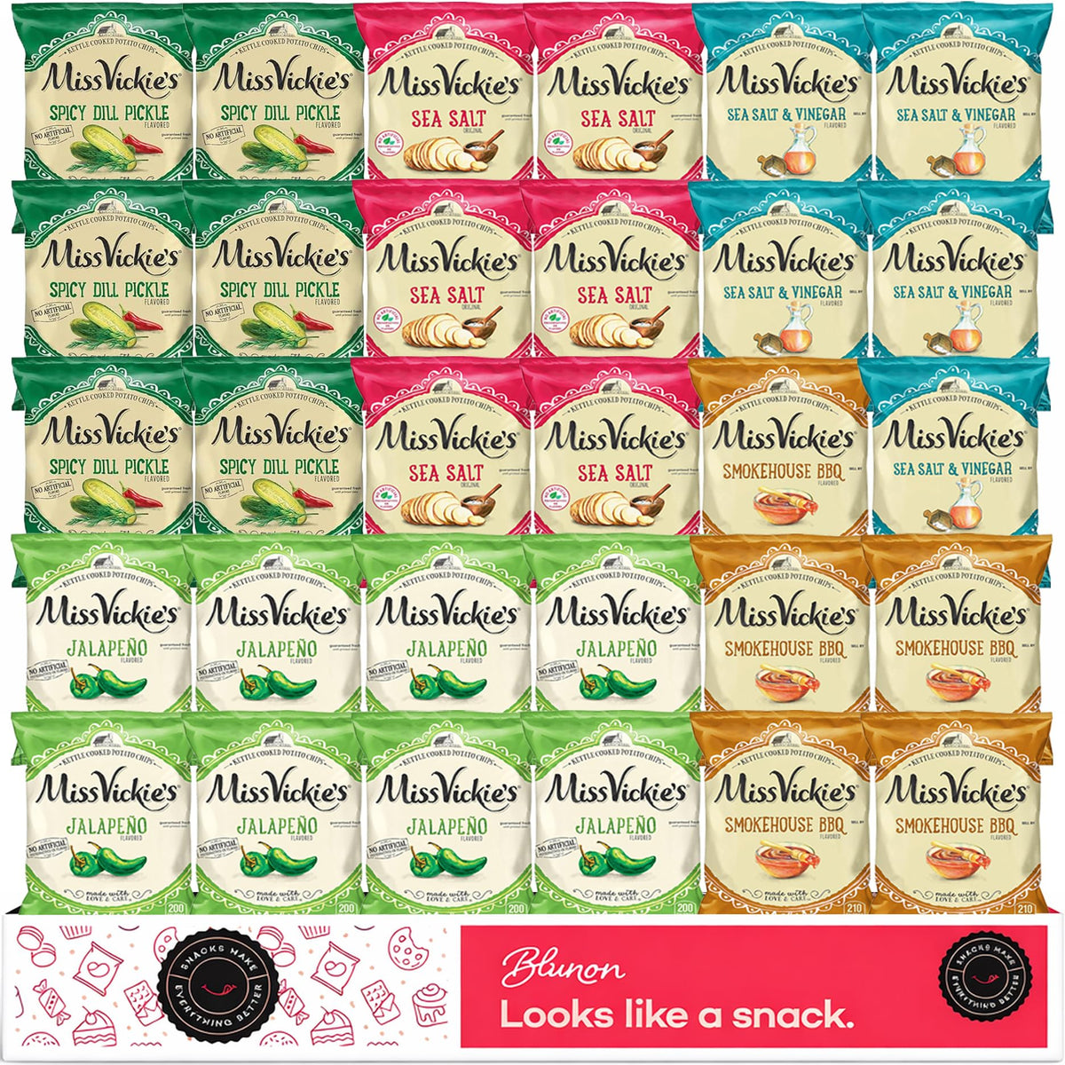 Blunon Miss Vickie variety pack front view, ideal for gift-ready care packages.