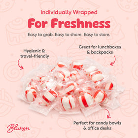 Blunon Peppermint Puffs in a holiday gift basket, ideal for sharing