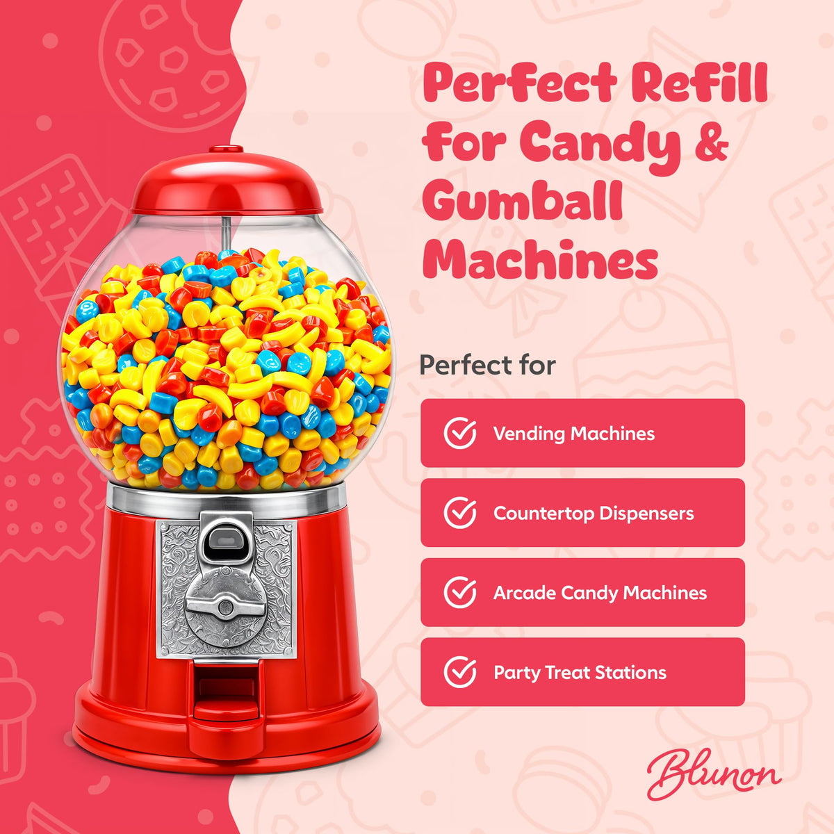 Blunon resealable bag maintains crisp fruit candies over time.