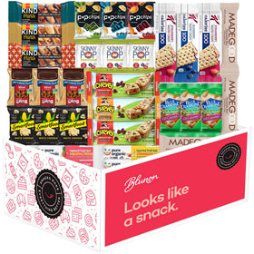 Blunon snacks variety box 30-pack, convenient for school, work, and travel.
