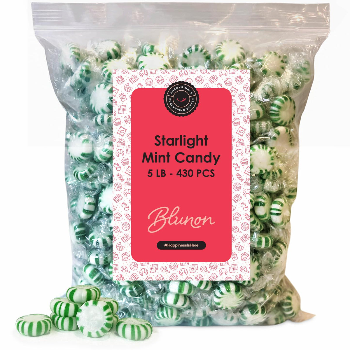 Blunon spearmint starlight mints bulk 5 lb pack for parties and offices.