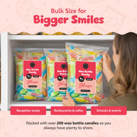 Blunon Wax Bottle Candy bulk pack simplifies hosting with ready-to-serve candy.