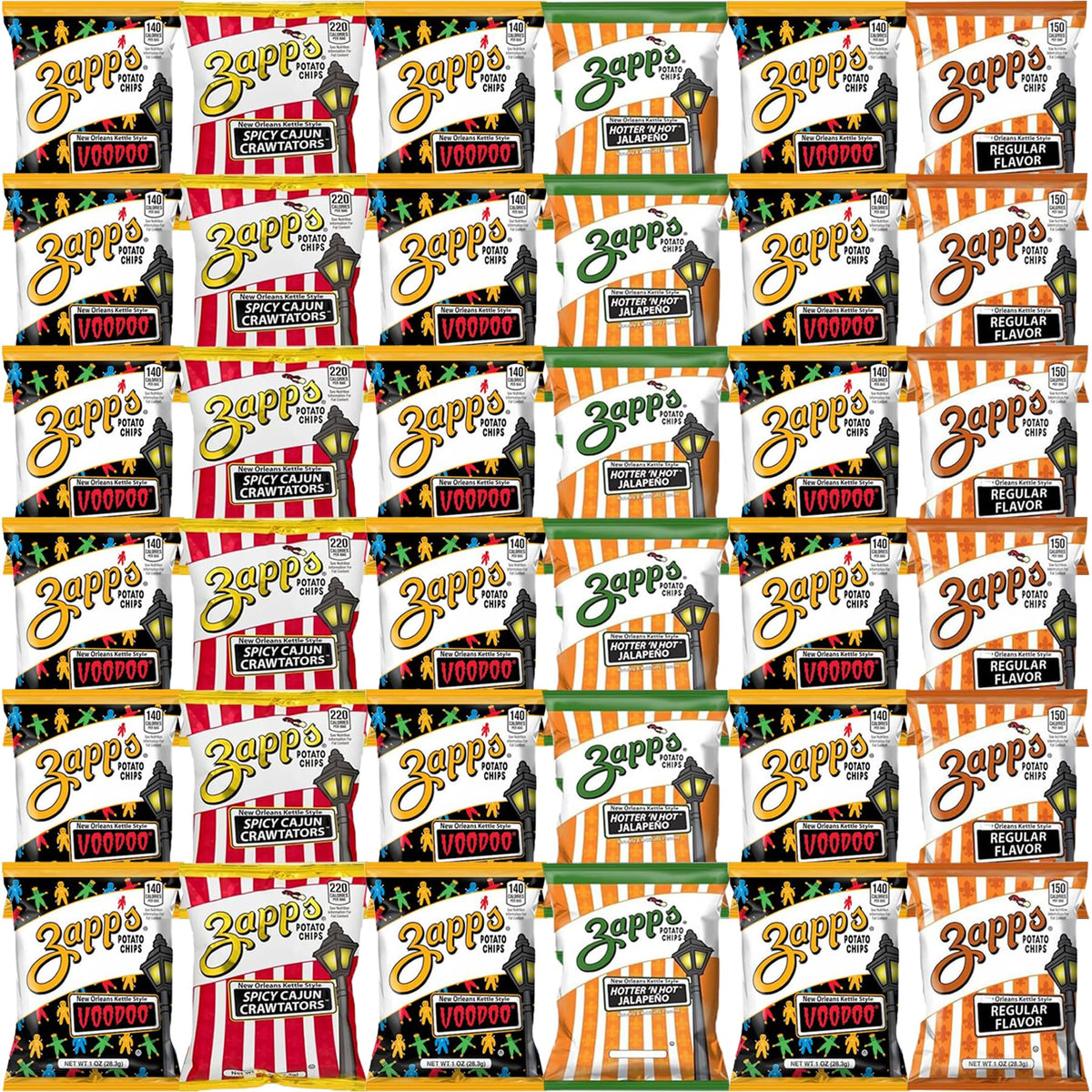 Blunon Zapp's Voodoo flavor chips deliver bold crunch for party snacking.