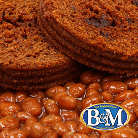 B&amp;M Brown Bread with Raisin close-up shows rich molasses flavor.