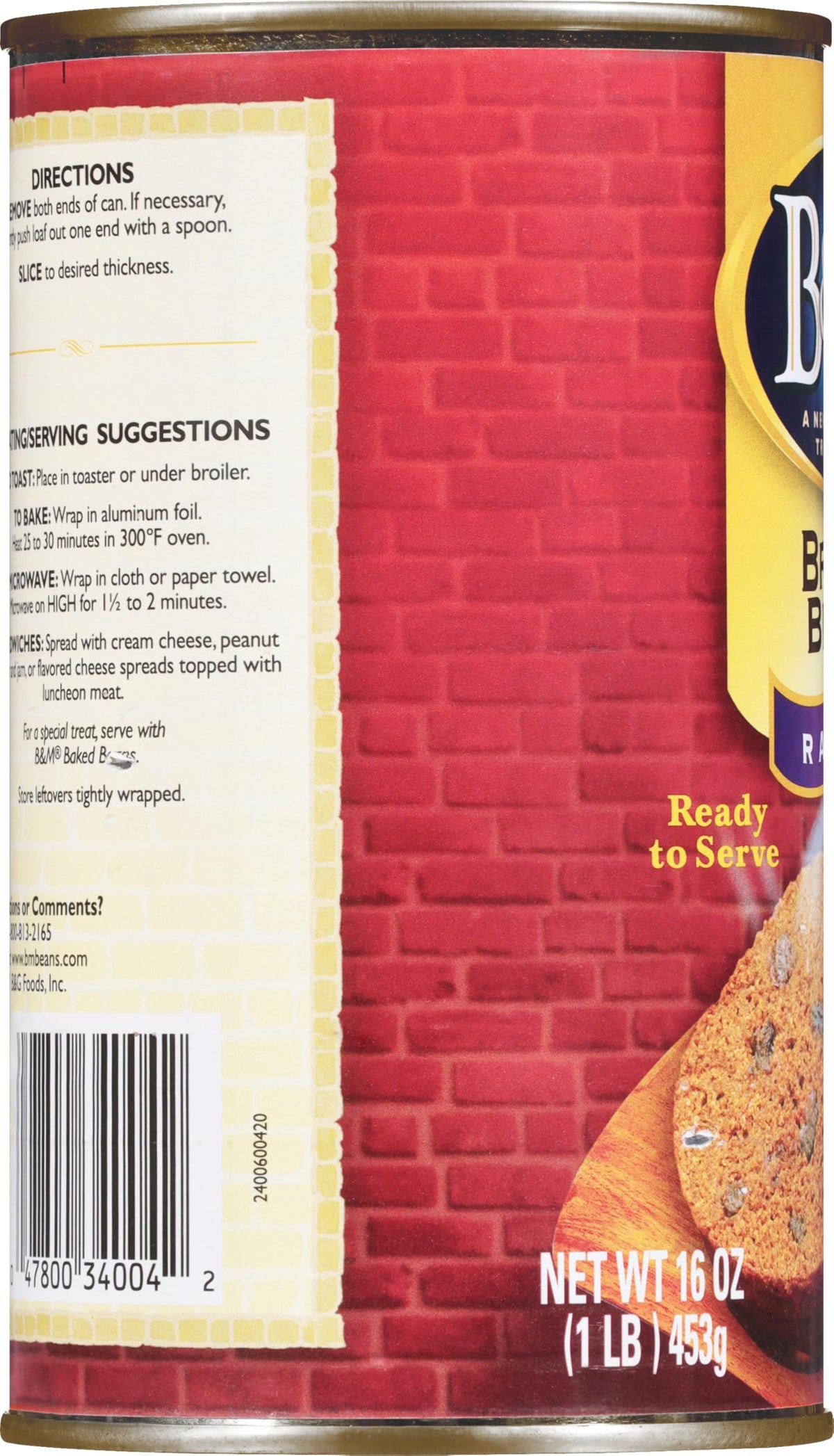 B&amp;M Brown Bread with Raisin pack shot for 12 loaves.