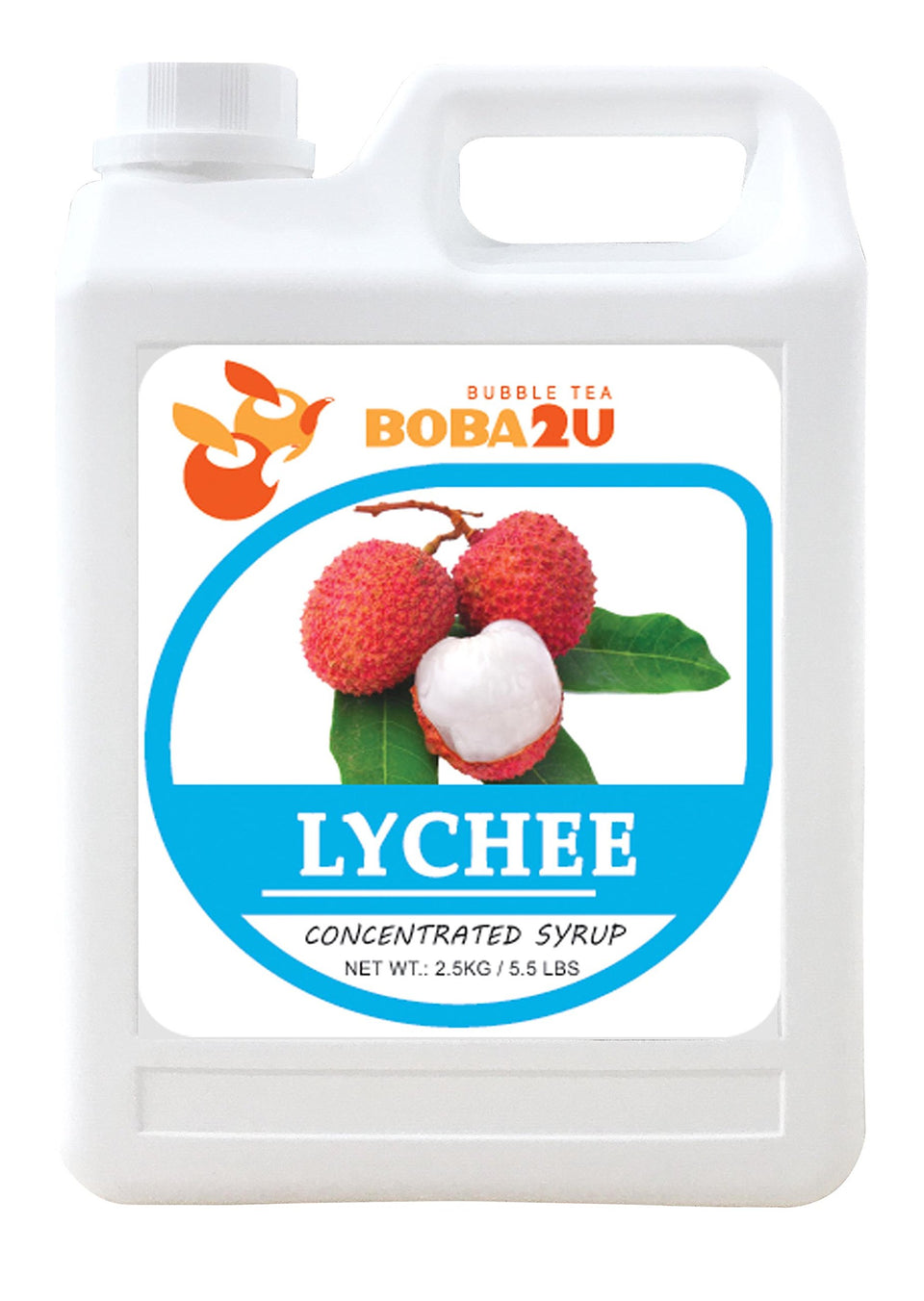 BOBA2U lychee syrup bottle for easy bubble tea flavoring