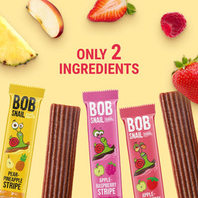 Bob Snail apple strawberry bars with bright color for school lunches.