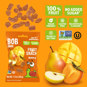 Bob Snail Fruit Gummy Bites close-up texture shows real fruit puree