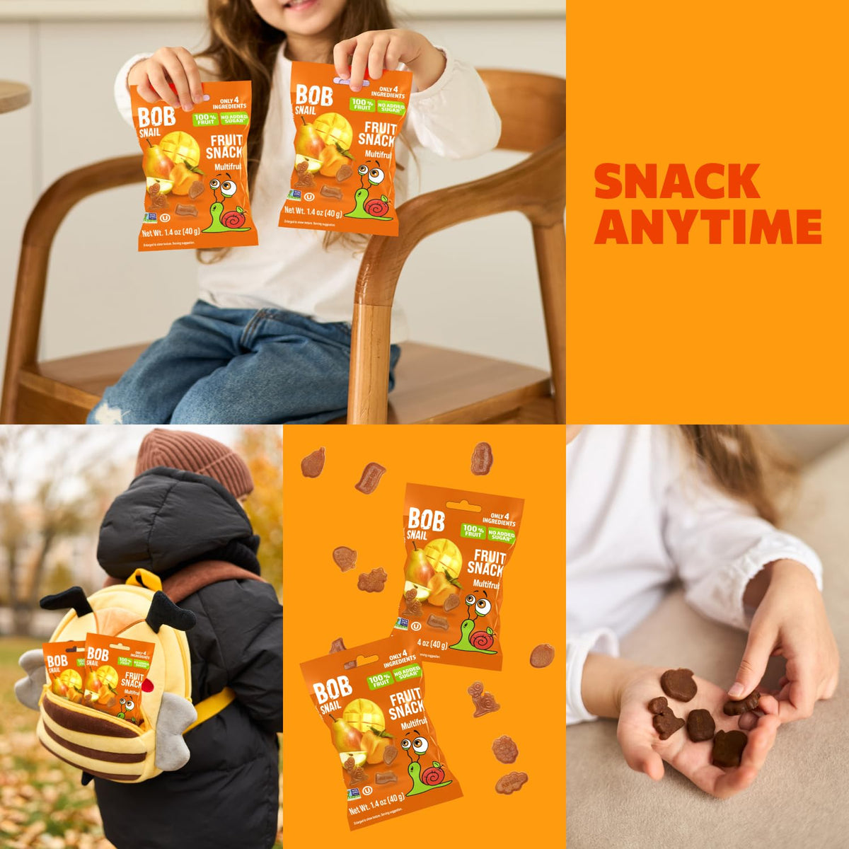 Bob Snail Fruit Gummy Bites gluten-free certification on pack label