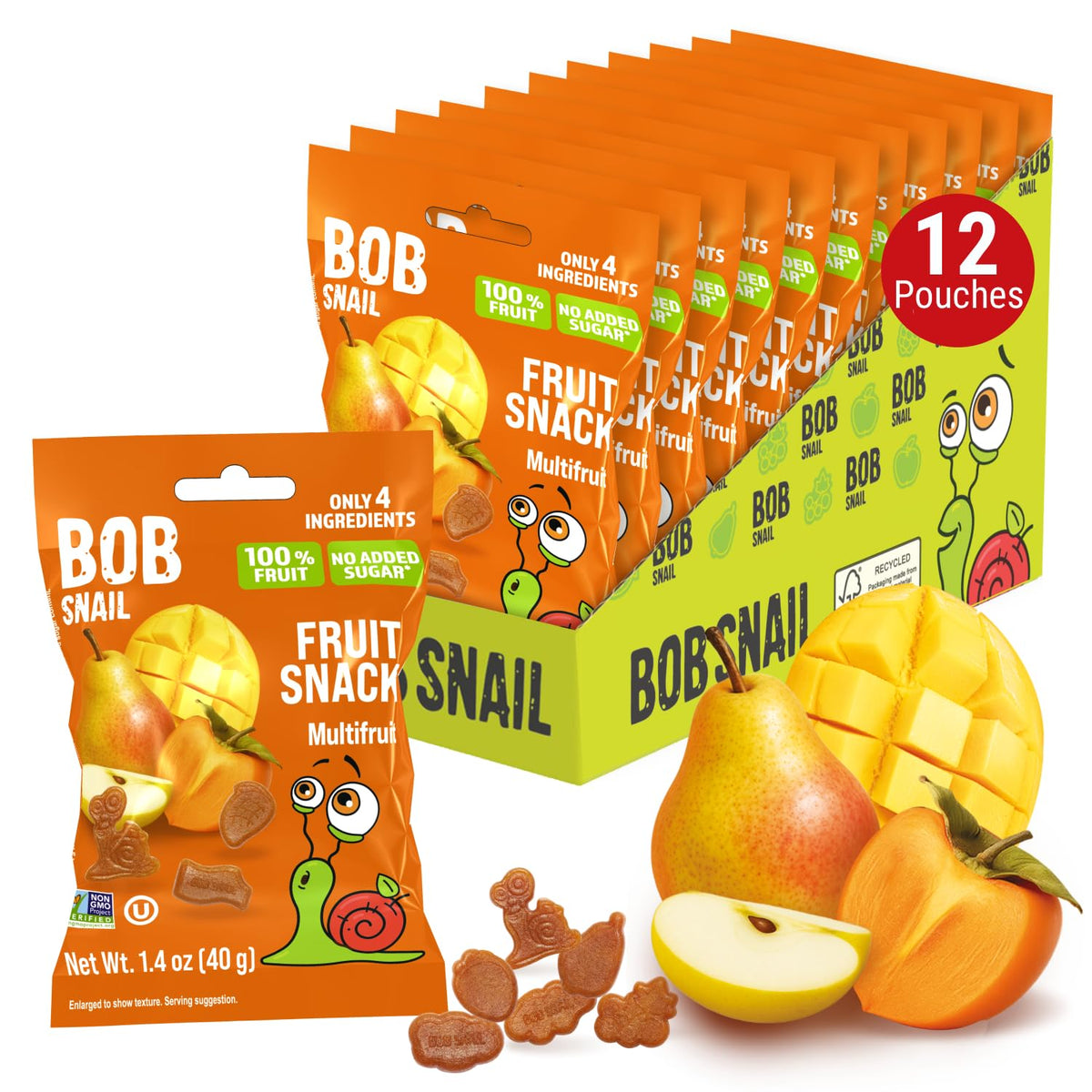 Bob Snail Fruit Gummy Bites multifruit pack, perfect for on-the-go snacking