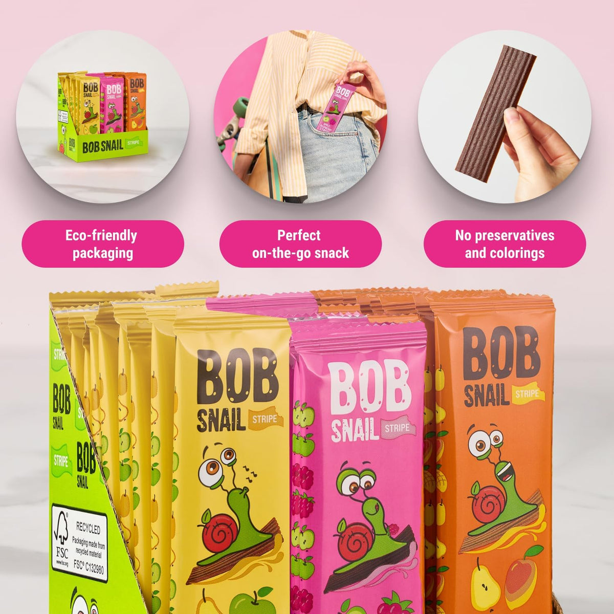 Bob Snail fruit leather variety pack ideal for family snacking.