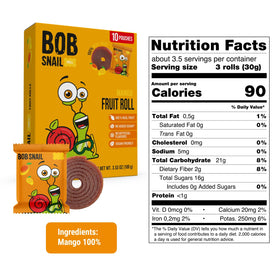Bob Snail Mango fruit rolls individually wrapped, perfect for lunches and travel.