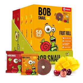 Bob Snail mango and sour cherry fruit roll-ups pack, naturally sweet and ready to enjoy
