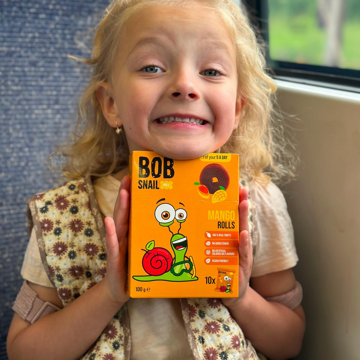 On-the-go Bob Snail fruit roll-ups snack for travel and trips