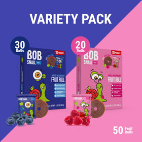 Bob Snail Fruit Roll-Ups on-the-go packaging with individually rolled pieces for travel.