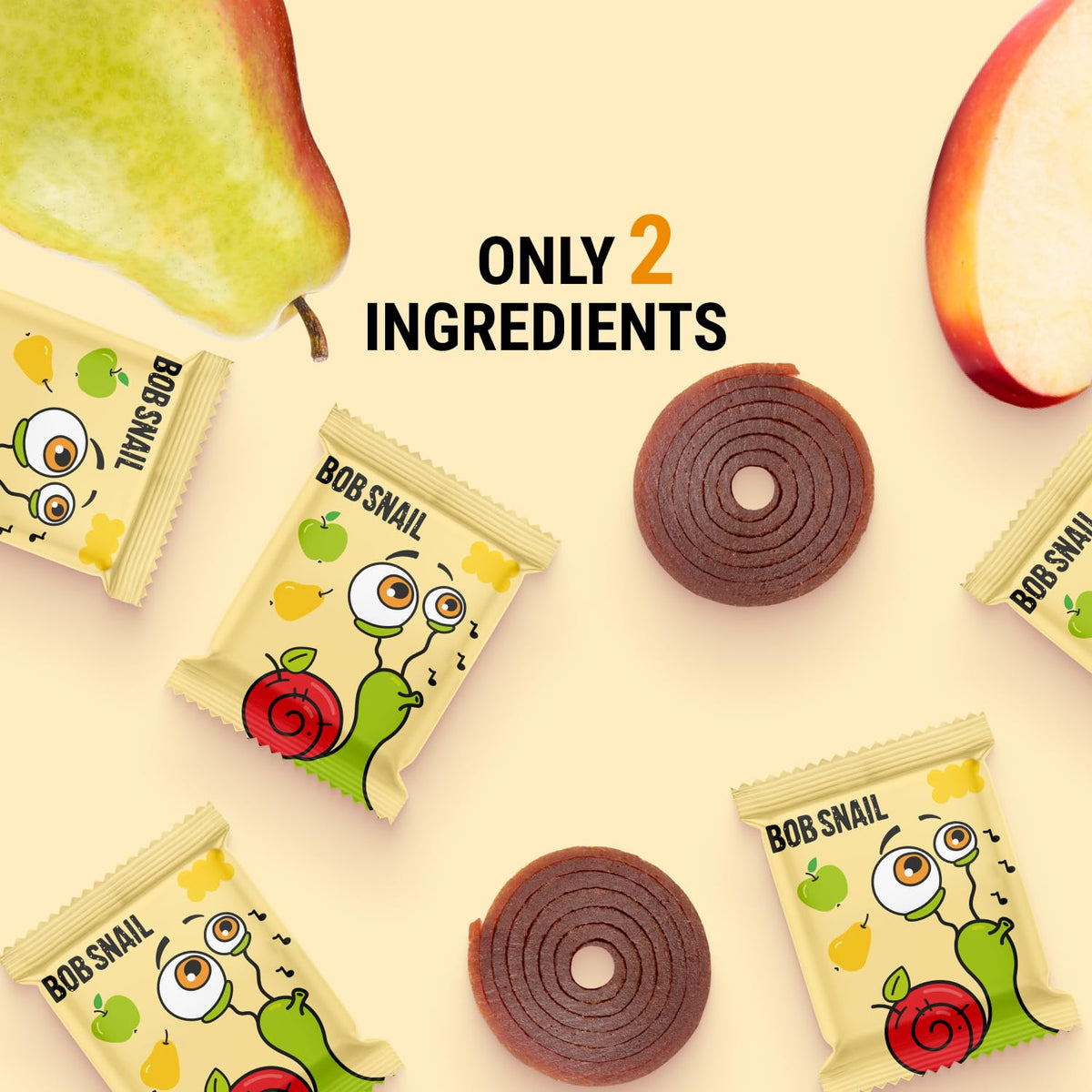 Close-up of Bob Snail fruit rolls ready for travel and daily use.