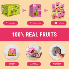 Bob Snail Fruit Roll Ups lunchbox-friendly treat with no artificial ingredients.