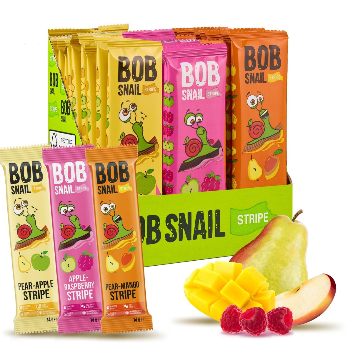 Bob Snail pear-apple fruit strip for on-the-go healthy snacking.