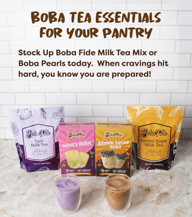 Individually packaged Boba Fide pearls stay fresh without refrigeration.