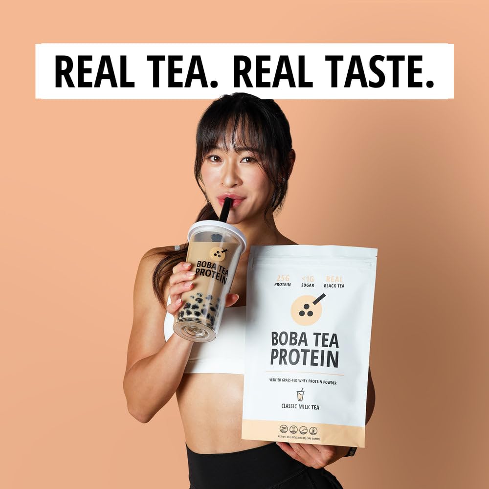 Boba Tea Protein Classic Milk Tea shake-ready mix in a blender bottle for quick meals